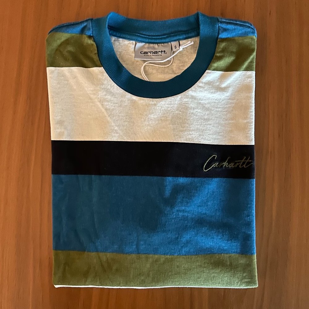 NWT CARHARTT WIP SHORT SLEEVE TEE - BLUE/GREEN/OFF WHITE / SIZE SMALL